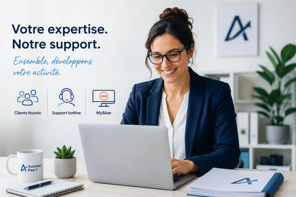 Gestionnaire de paie partenaire avec Assistant-Paie.fr et support hotline dédié